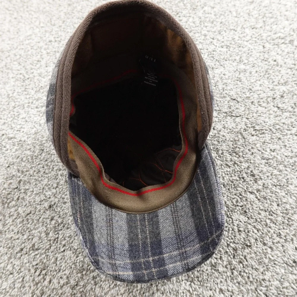 VTG Gap Hat Cap Fitted L Gray Plaid Wool Army Ear Flap Winter 1969 Y2K 00s‎ Mens
